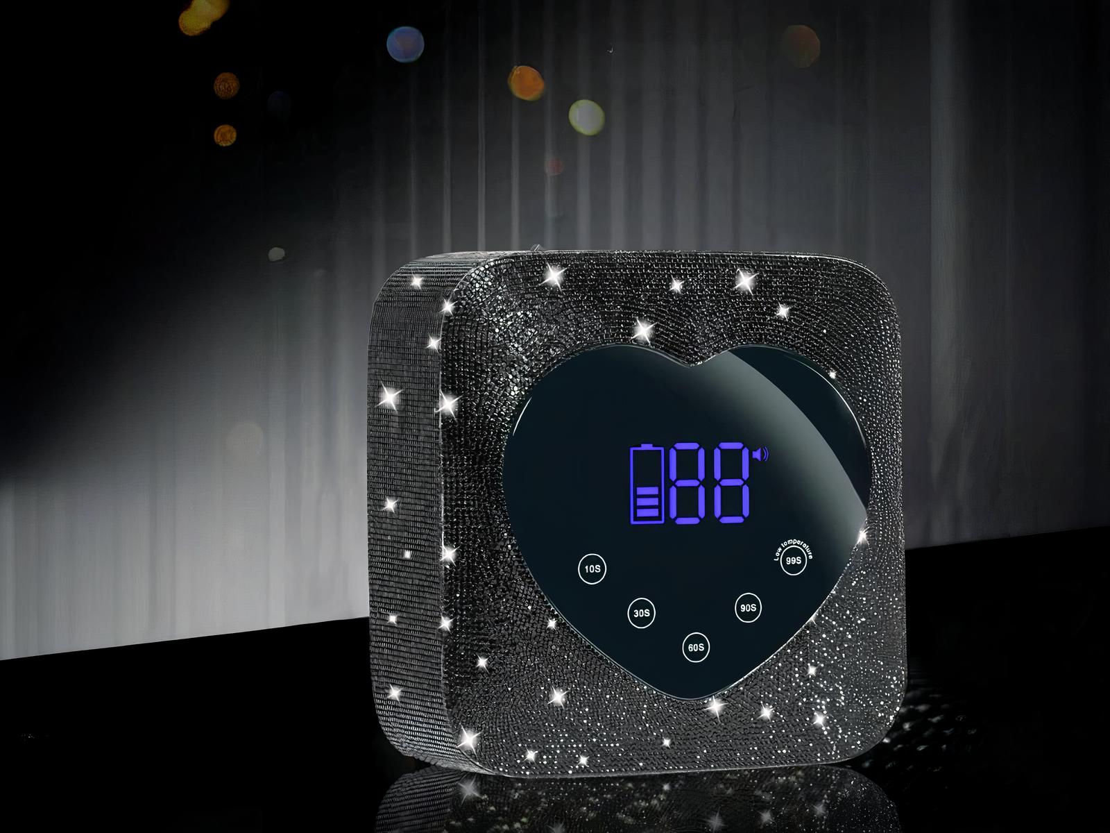 Lampe LED ongle UV portable noire à strass et écran tactile