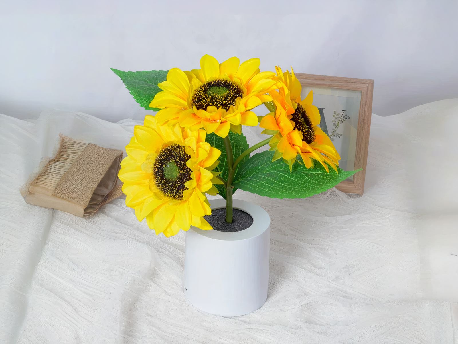 Lampe LED rechargeable effet pot de fleurs