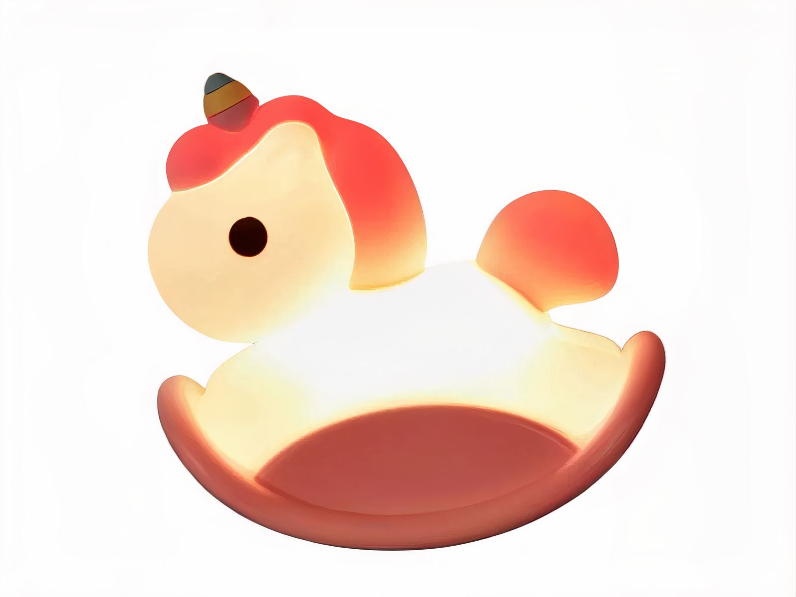 Lampe LED rechargeable en forme de licorne sur fond blanc