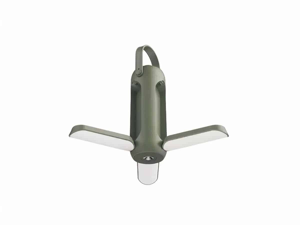 Lampe LED sans fil dépliable avec poignée sur fond blanc
