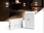 Lampe LED sans fil éclairage d'ambiance sur fond blanc avec des images de la lampe en action en arrière-plan