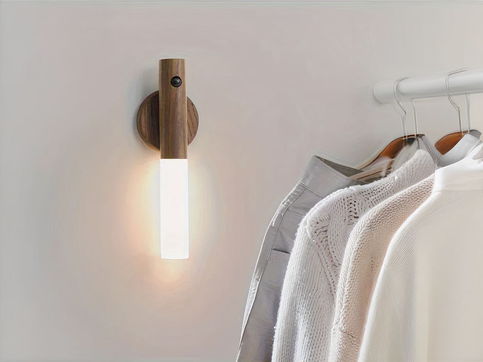 Lampe LED sans fil effet bois avec détecteur