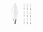 Lot 10 ampoules LED E14 sur fond blanc