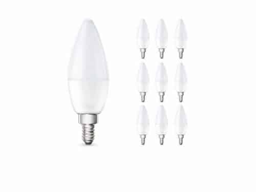 Lot 10 ampoules LED E14 sur fond blanc