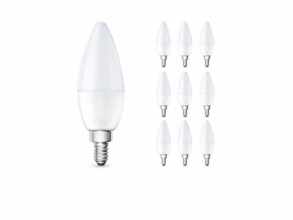 Lot 10 ampoules LED E14 sur fond blanc
