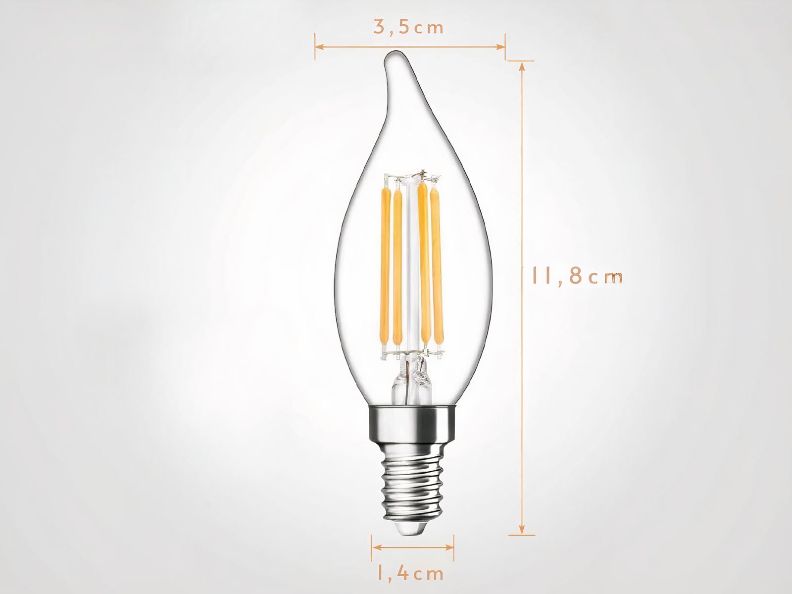 Lot 10 ampoules LED E14 en verre à filament forme bougie