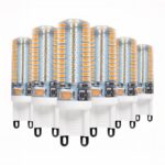 Lot 6 ampoules LED G9 Lot 6 ampoules LED G9 sur fond blanc.