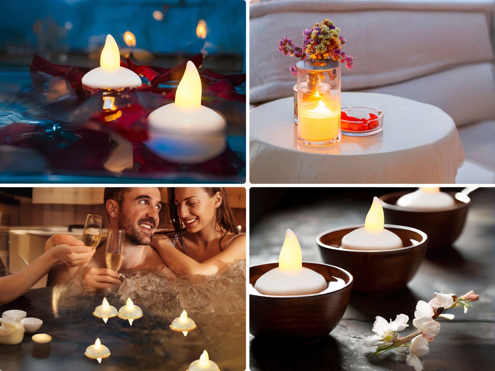 Lot de 12 bougies LED à flamme vacillante flottantes cylindriques