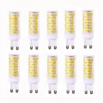 Lot de dix ampoules LED G9 lumière chaude Lot de dix ampoules LED G9 lumière chaude sur fond blanc