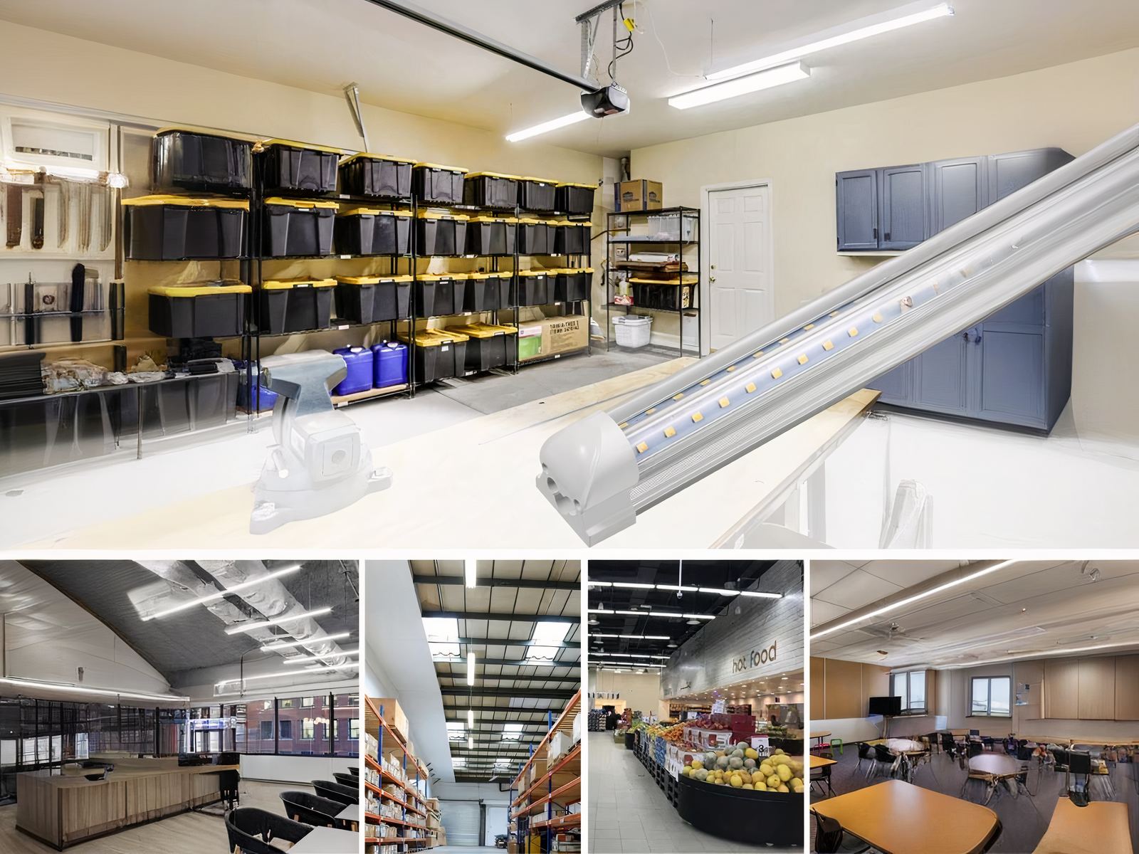 Lot de quatre tubes LED modernes et pratiques