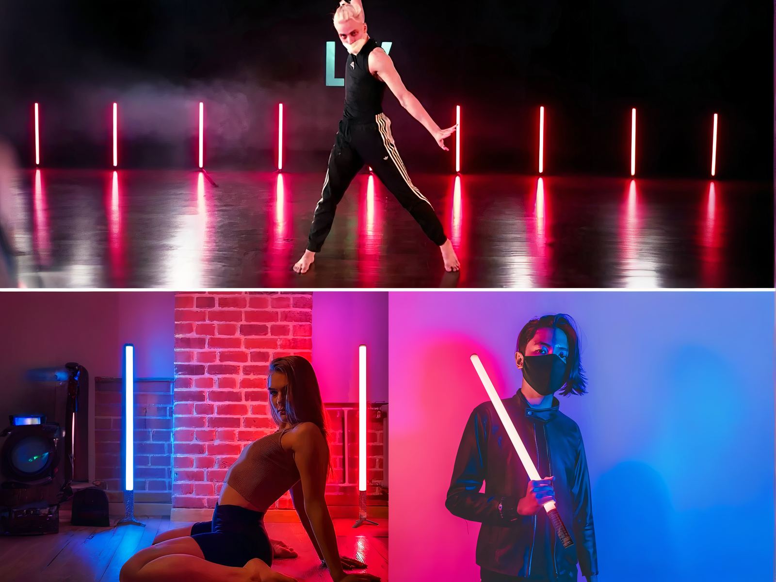 Lot de quatre tubes néon LED pratiques et ajustables