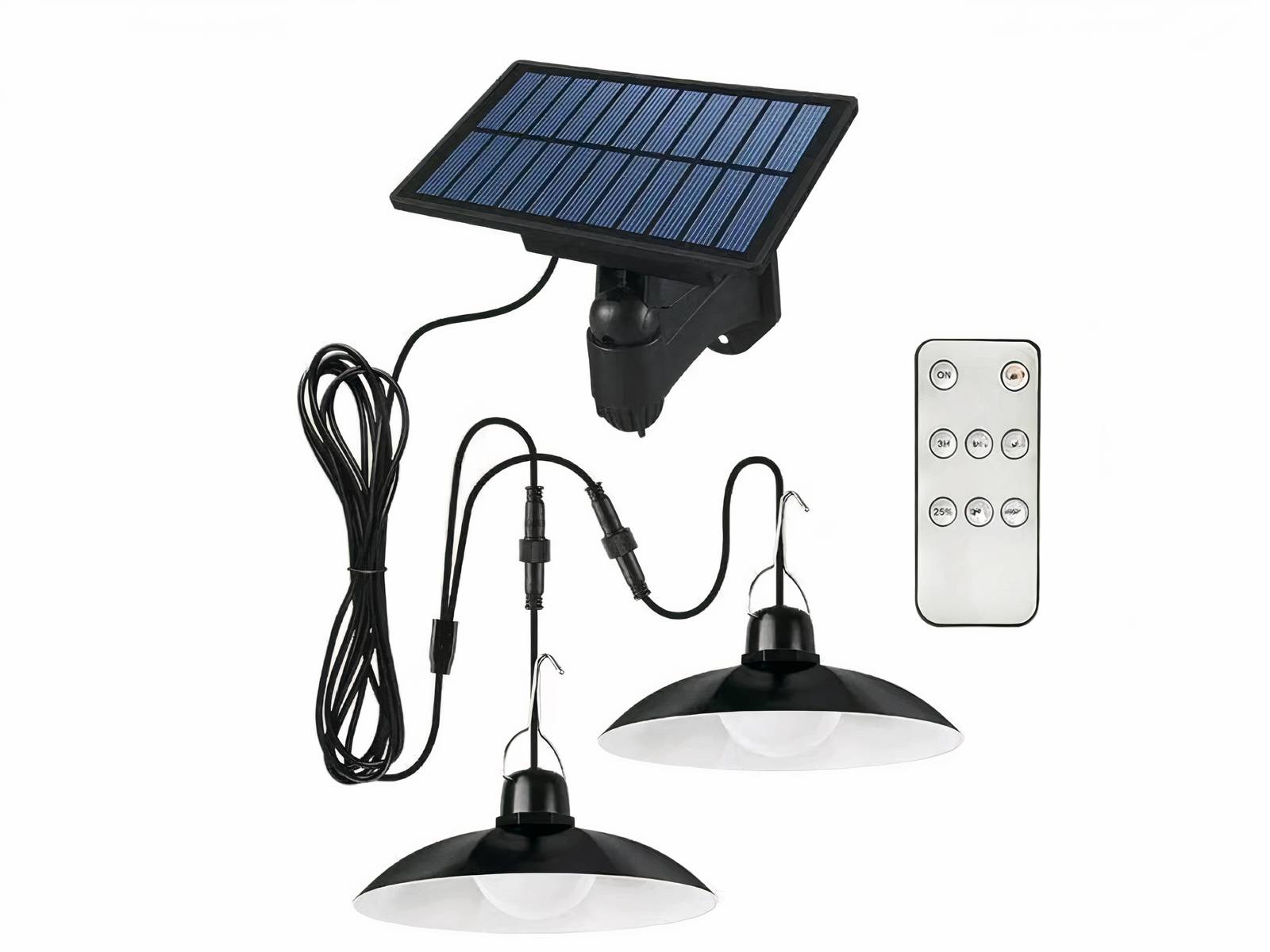 Lot deux lampes LED solaires suspendues avec télécommande