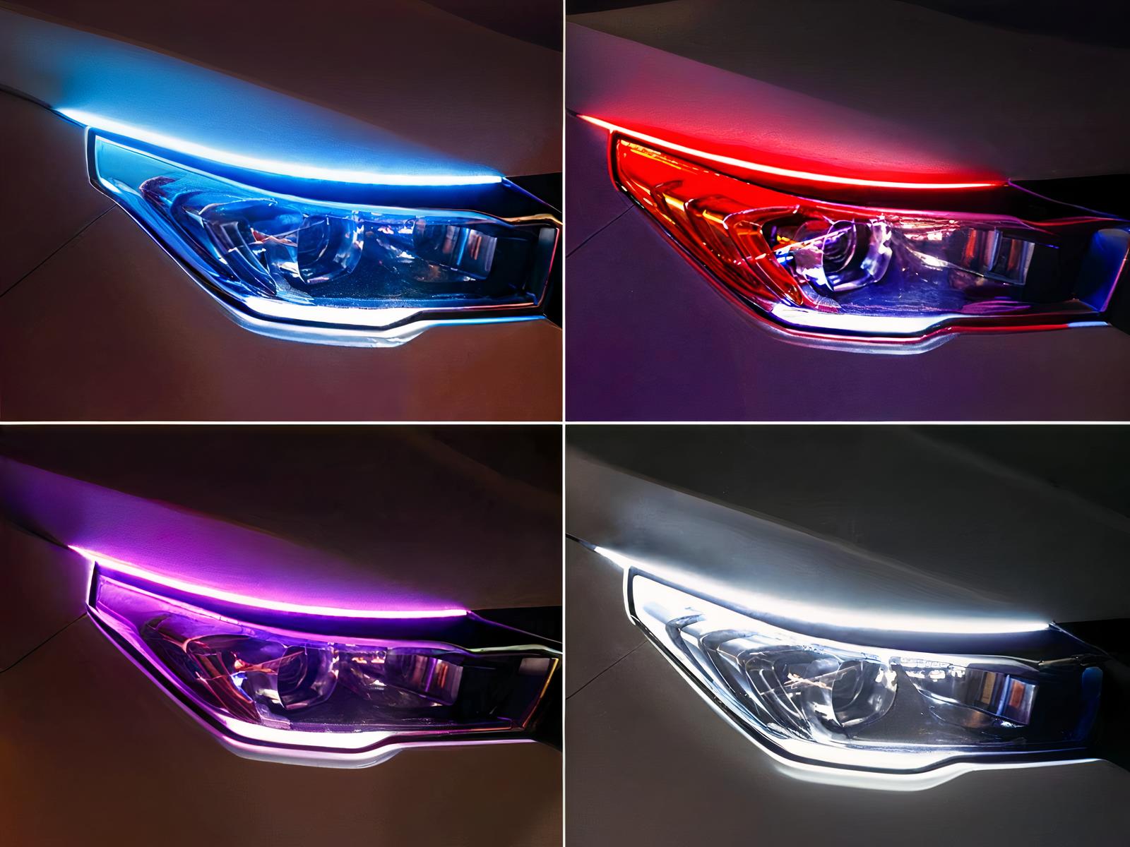 Lot deux rubans LED extérieurs flexible phares voiture