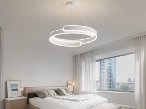 Lustre LED cercle original blanc suspendu