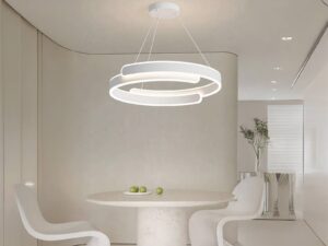 Lustre LED cercle original blanc suspendu