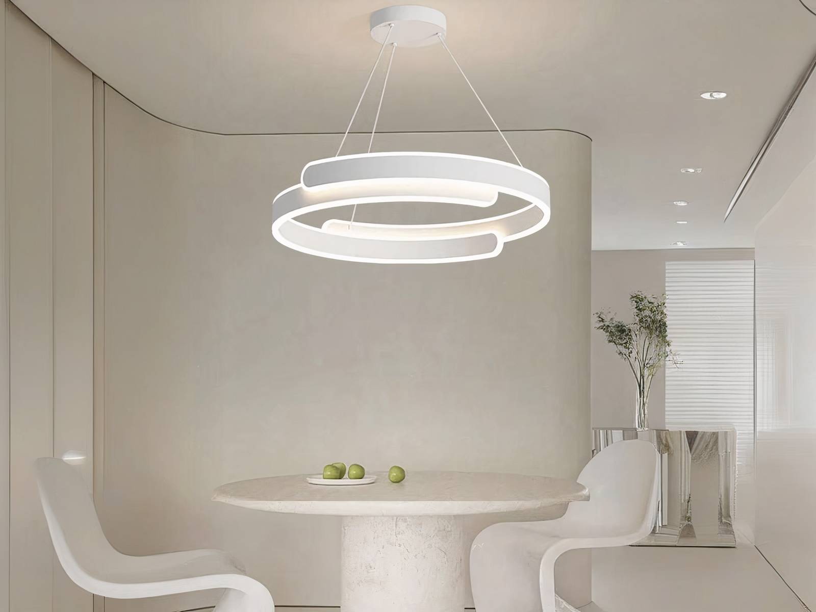 Lustre LED cercle original blanc suspendu