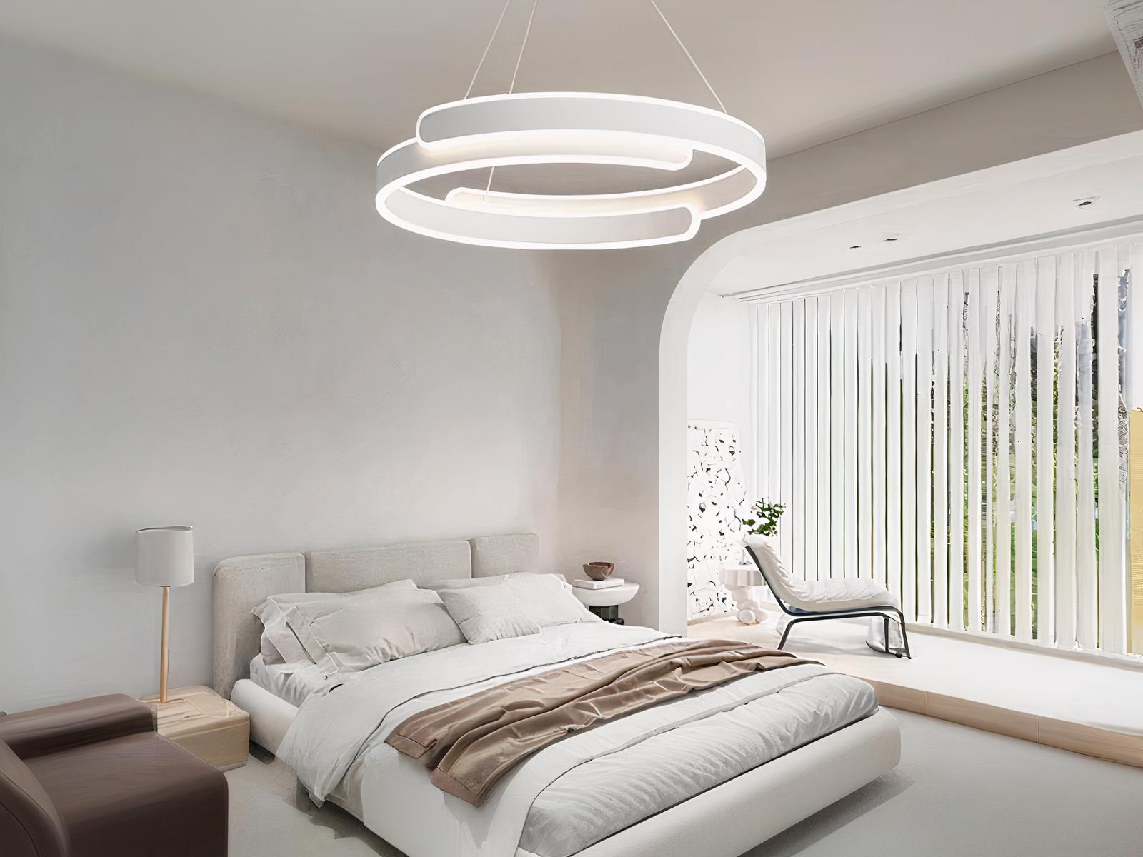 Lustre LED cercle original blanc suspendu
