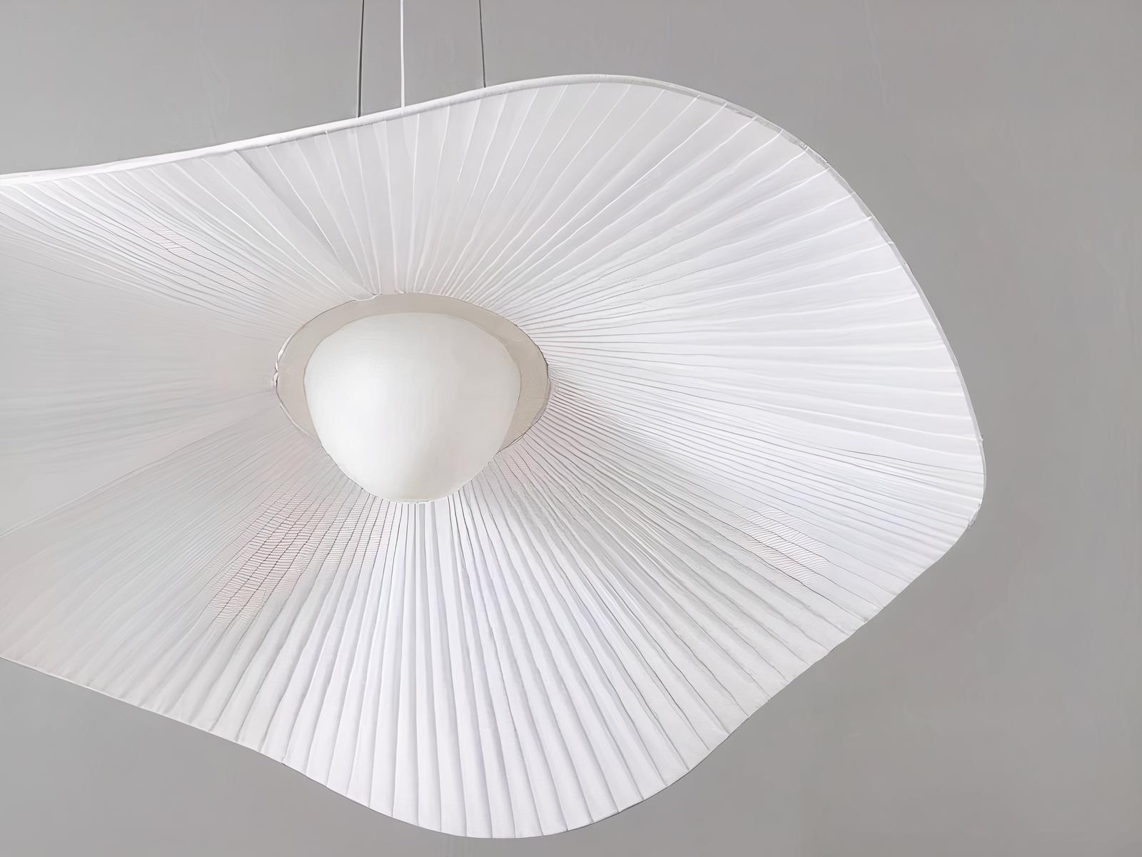 Lustre LED fleur tissu blanc