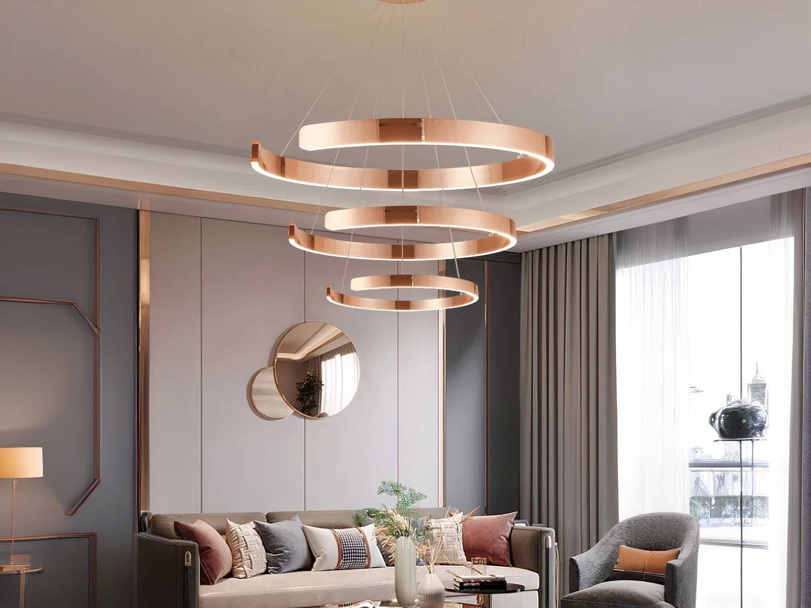 Lustre LED trio circulaire suspendu