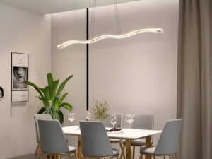 Lustre LED vague doré suspendue