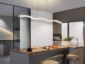 Lustre LED vague doré suspendue