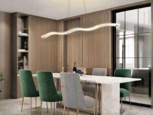 Lustre LED vague doré suspendue