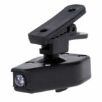 Mini lampe LED à pince pour lunettes Mini lampe LED à pince pour lunettes, de couleur noir, sur un fond blanc.