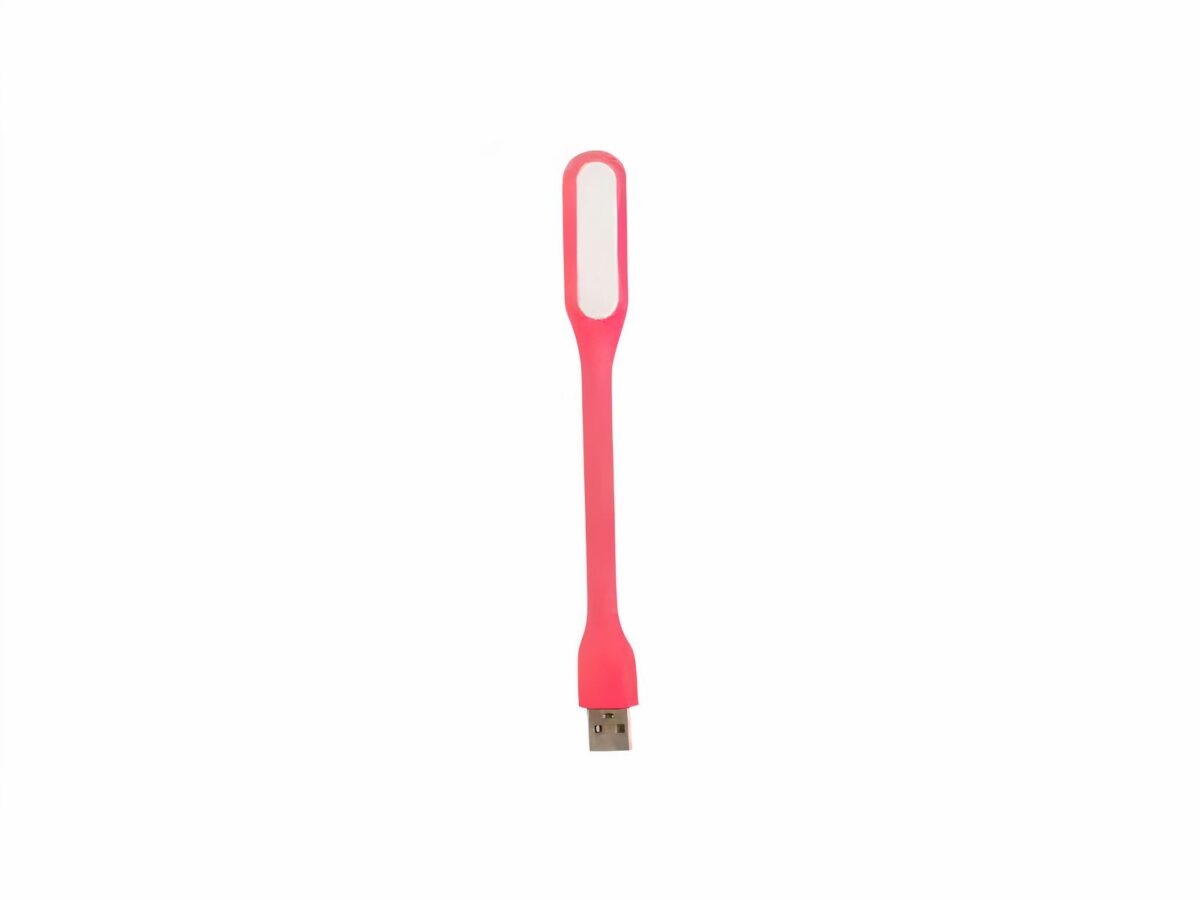 Mini lampe LED flexible rose et USB Mini lampe LED flexible rose et USB, sur un fond blanc.