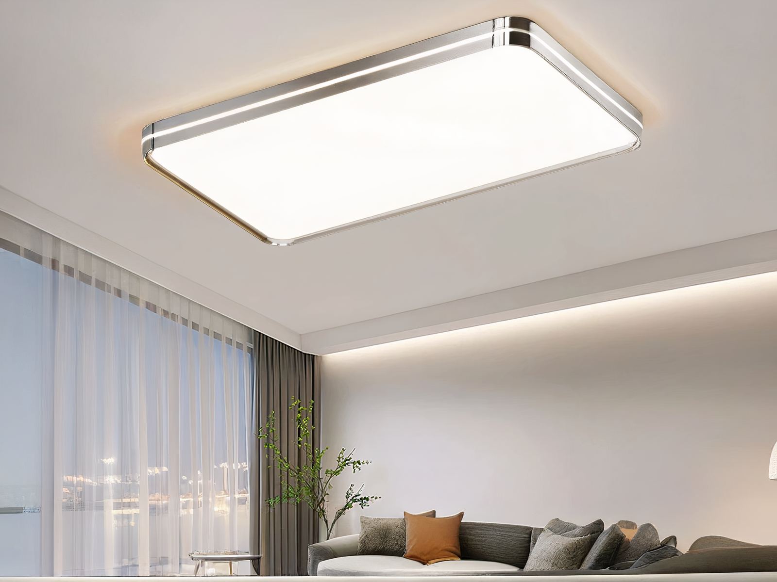 Panneau LED design élégant et rectangulaire argenté