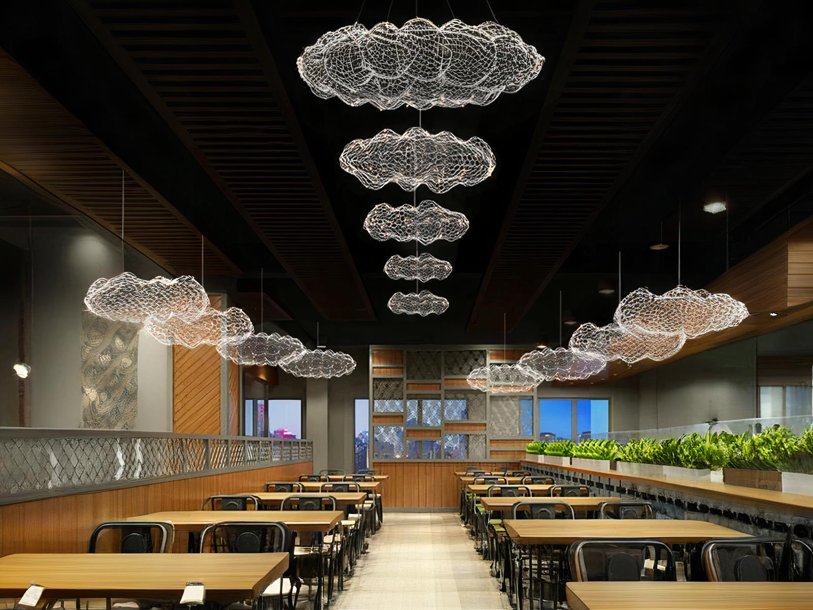 Plafond nuage LED métallique design art moderne