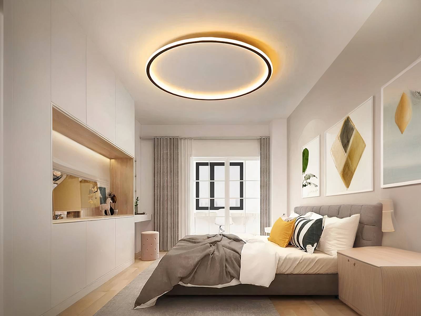 Plafonnier LED aluminium noir circulaire