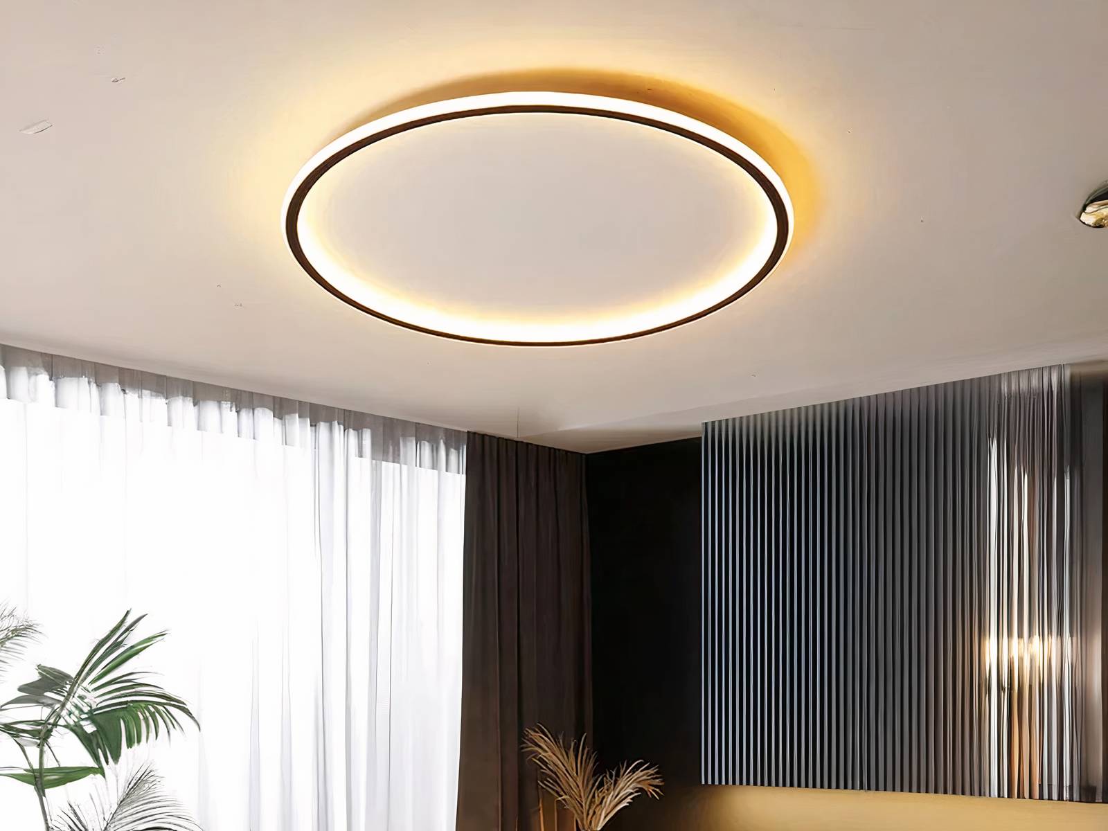 Plafonnier LED aluminium noir circulaire
