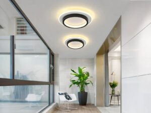 Plafonnier LED métal circulaire noir et blanc