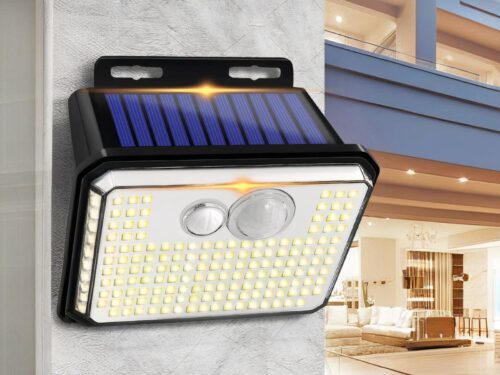 Projecteur extérieur LED avec détecteur de mouvement à lumière réglable installé sur un mur