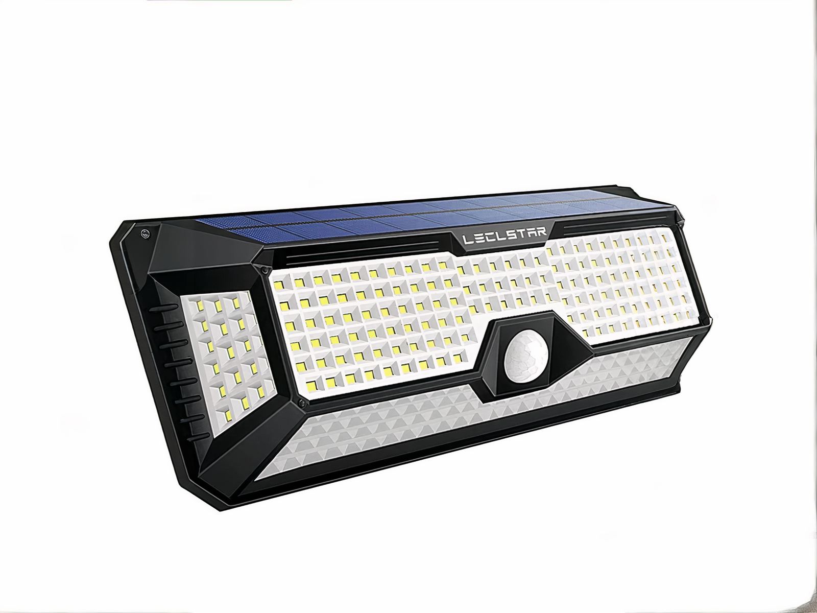 Projecteur extérieur LED avec détecteur de mouvement imperméable et pratique sur fond blanc