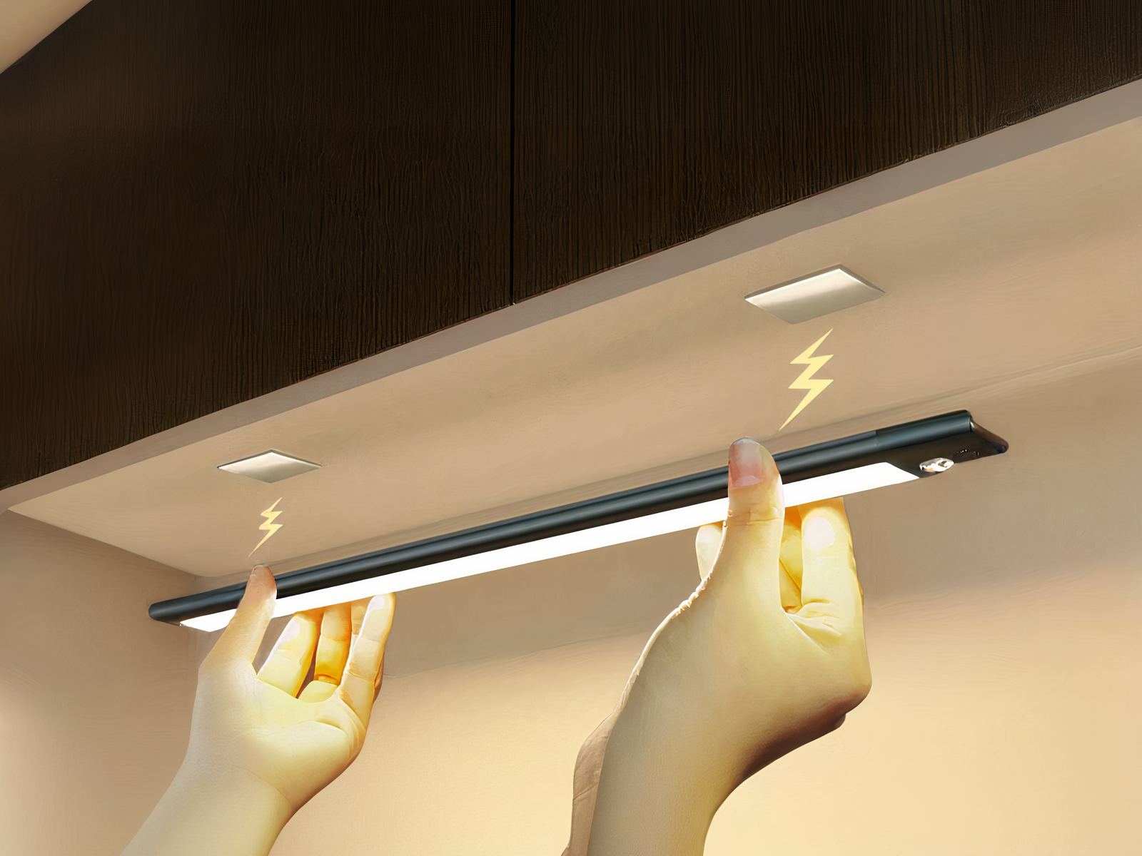 Réglette led cuisine noire sans fil détecteur de mouvement