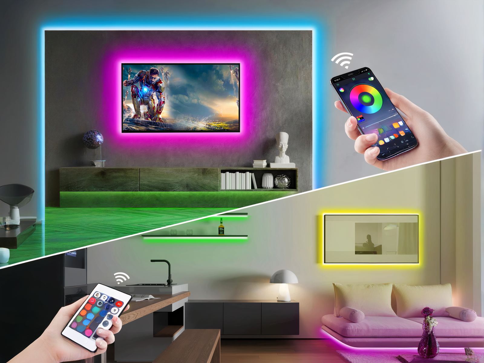 Ruban led recoupable multicolore et connecté