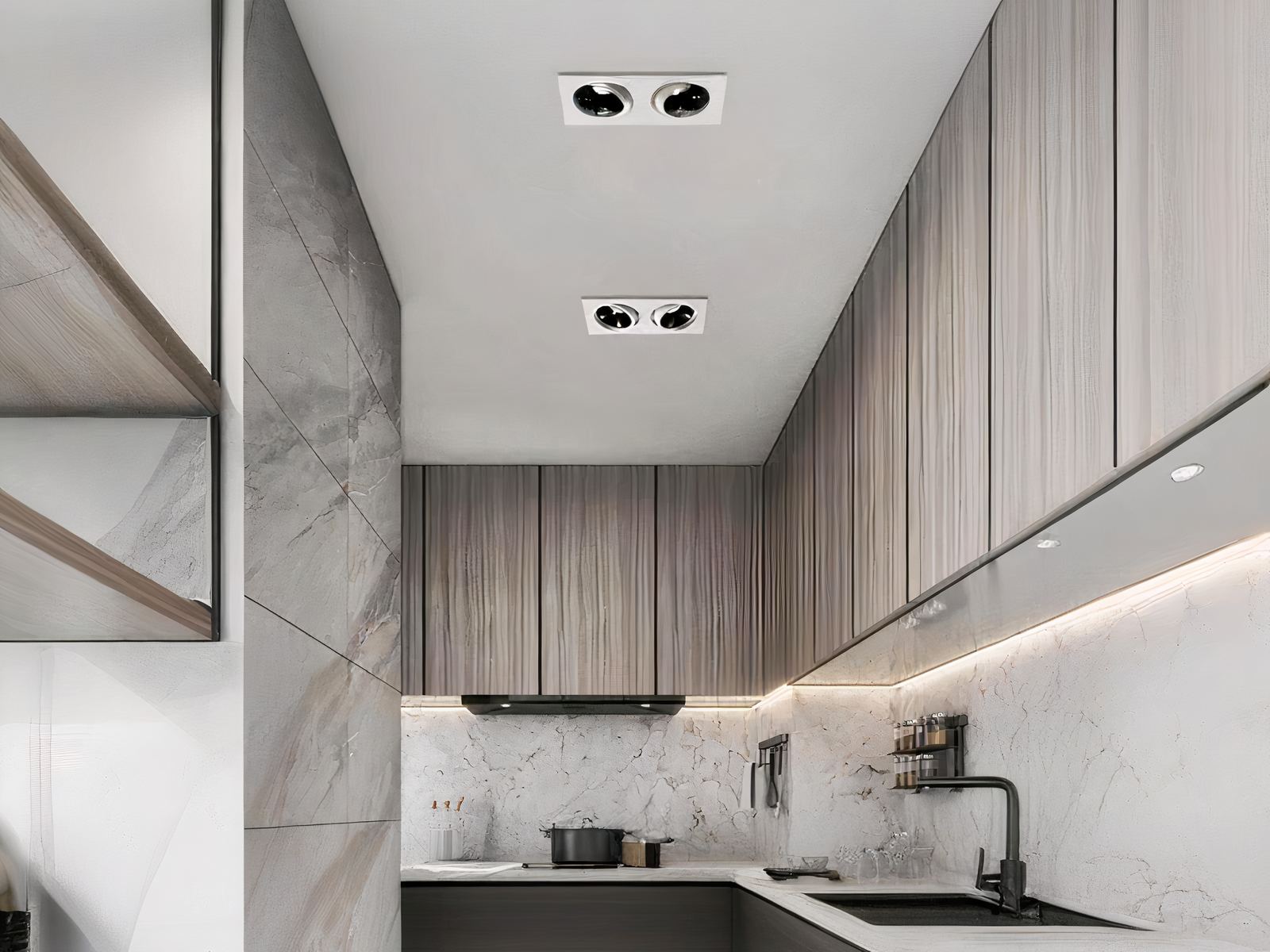 Spot LED salle de bain double aluminium blanc