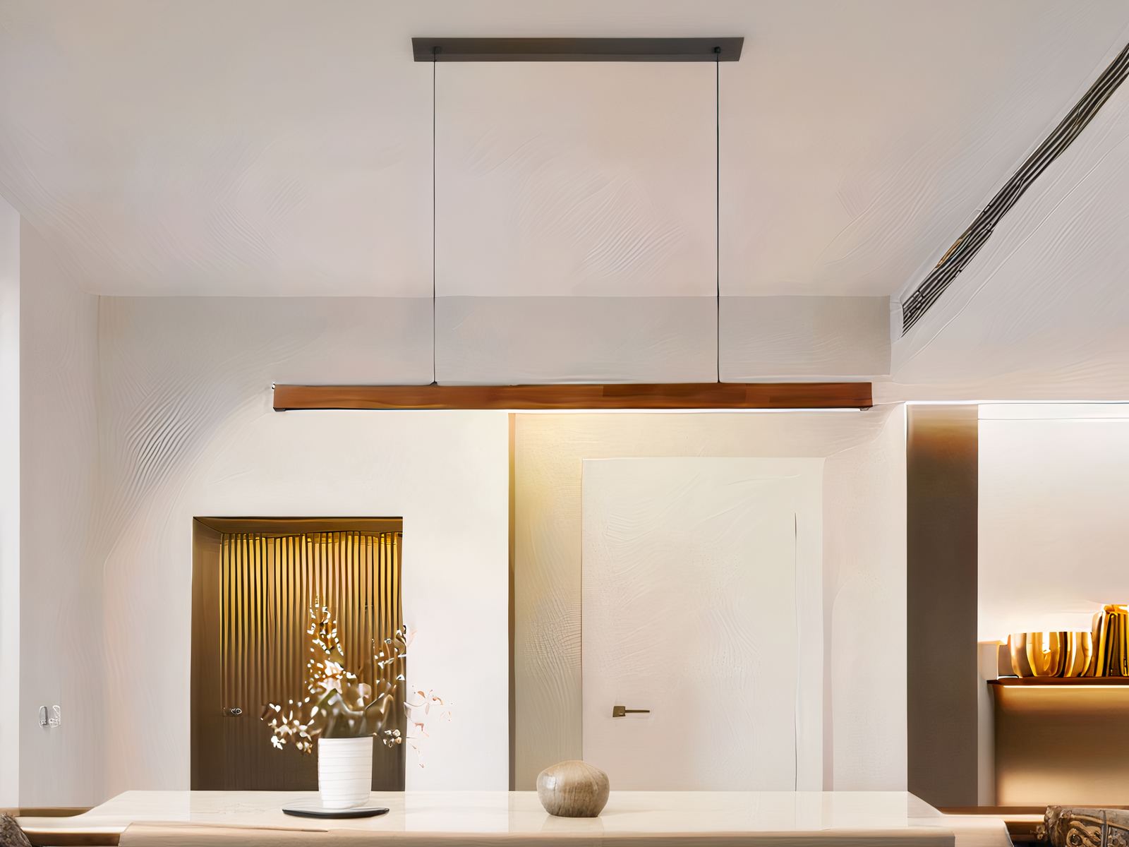 Suspension LED design moderne en bois marron