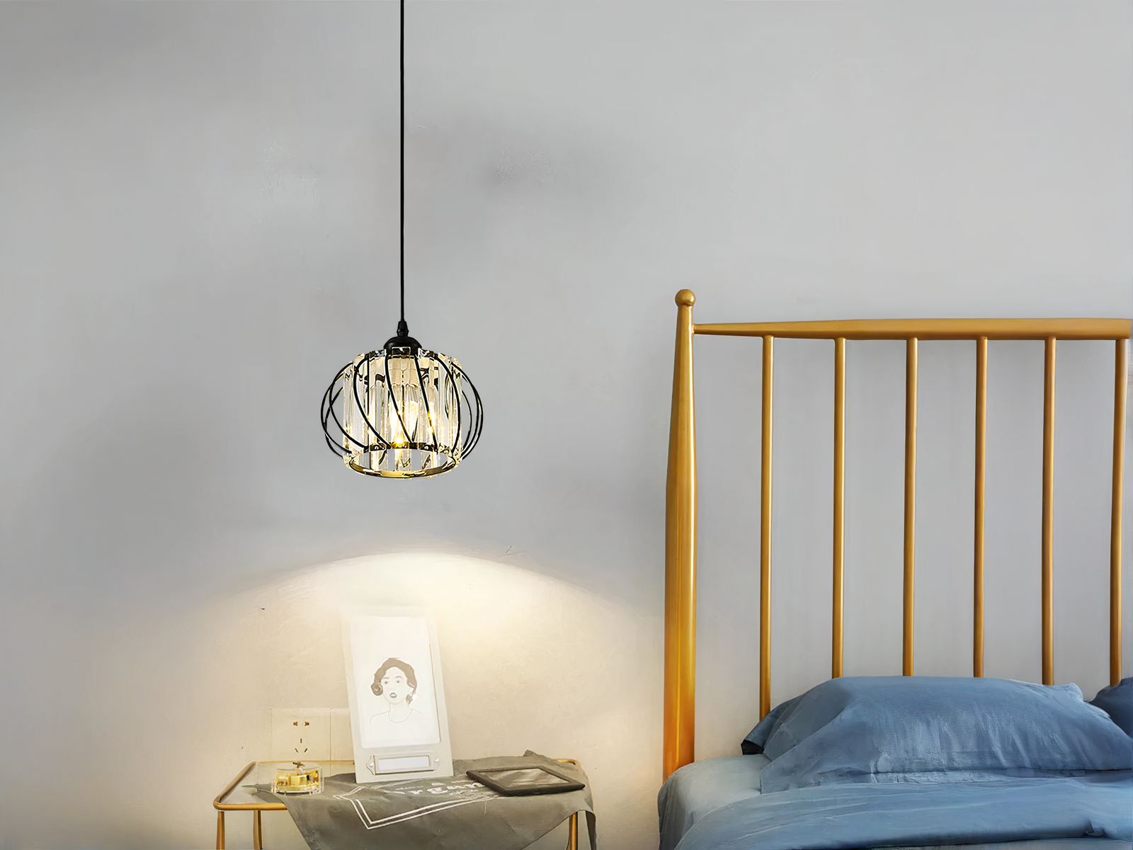 Suspension LED design moderne en métal noir