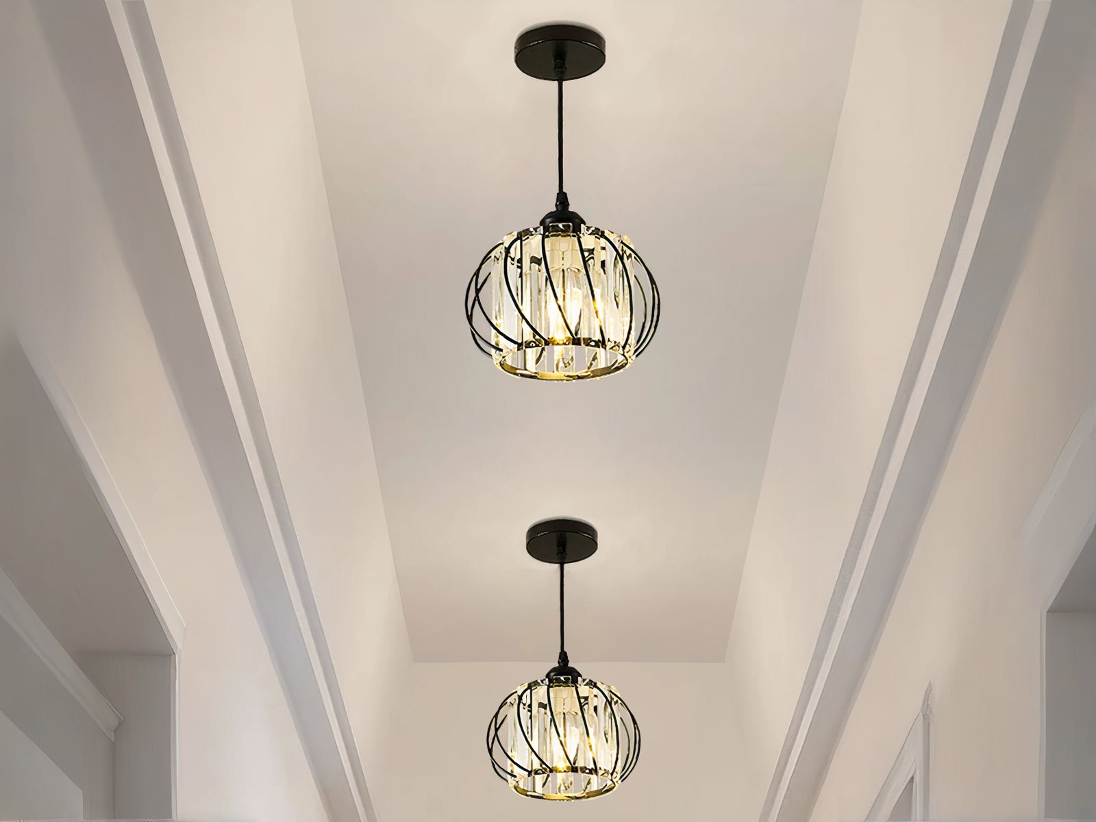 Suspension LED design moderne en métal noir