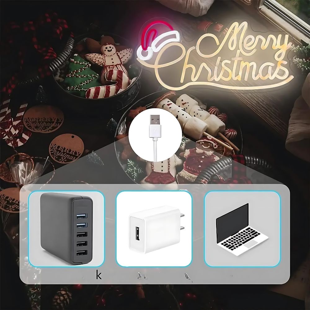 Enseigne néon LED Merry Christmas à accrocher – Image 4