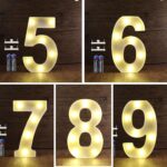 Enseignes lumineuses LED chiffres 5-9 Ensemble d'enseignes lumineuses du chiffre 5 au chiffre 9. Les boites sont toutes illuminées.