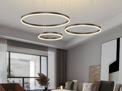 Lustre LED suspendu moderne à trois anneaux