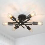 Plafonnier noir au style moderne Le plafonnier noir au style moderne accroché au plafond blanc