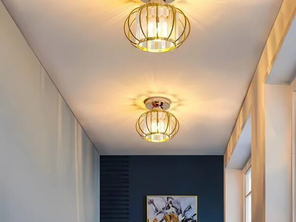 Plafonnier décoratif en verre et métal