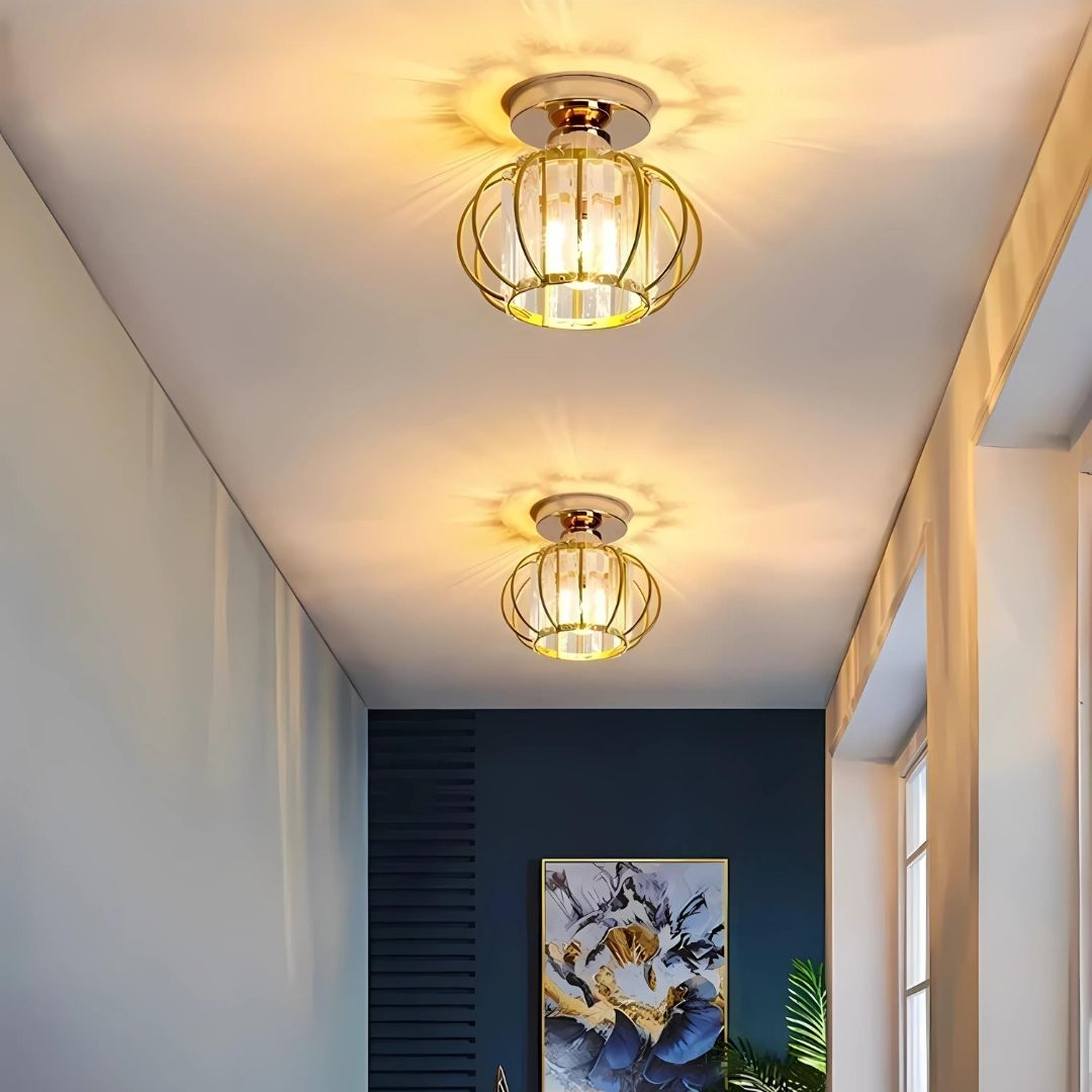 Plafonnier décoratif en verre et métal Plafonnier décoratif en verre et métal – Image 2