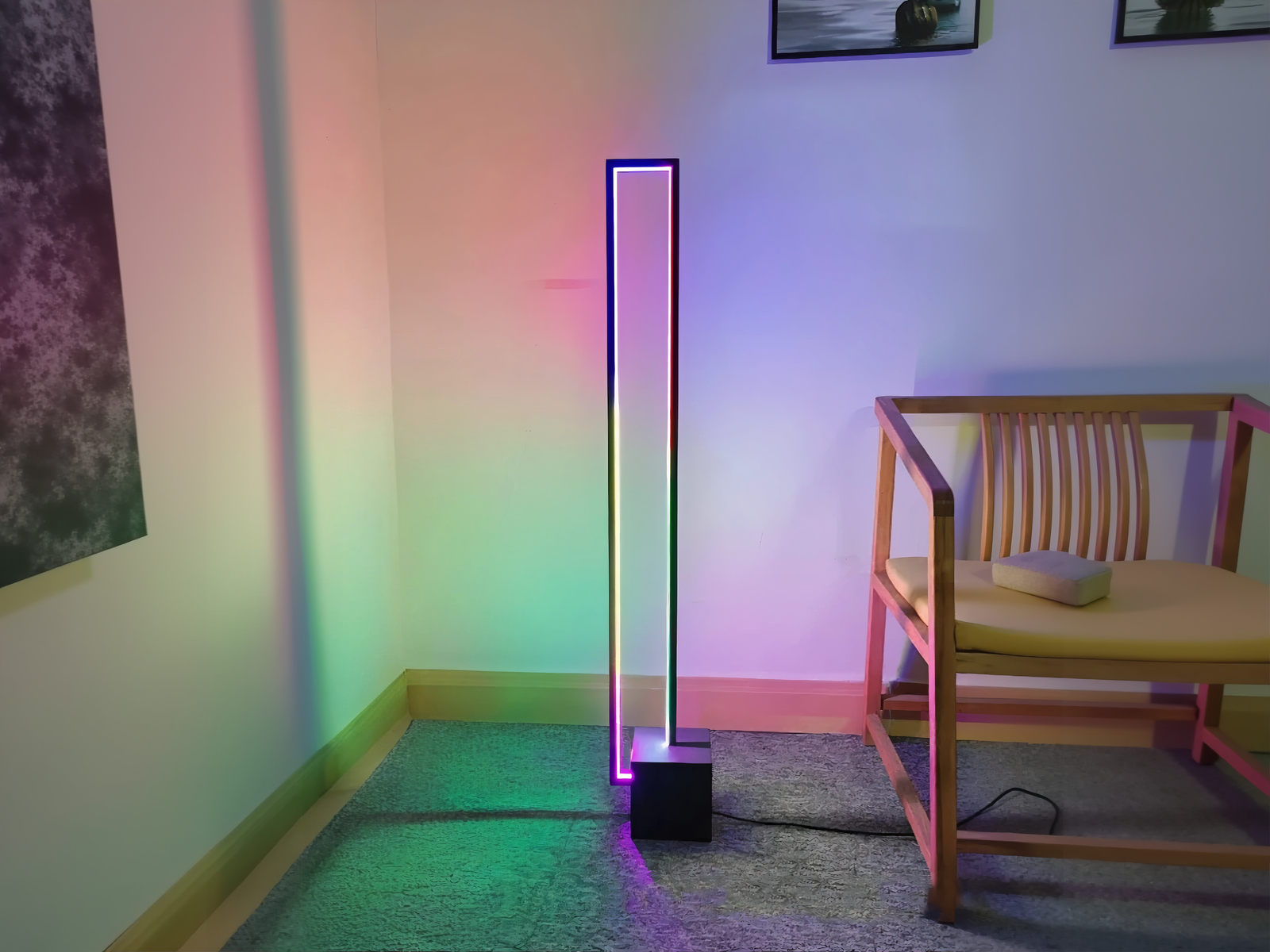 Lampadaire LED d’angle intelligent forme géométrique moderne – Image 3