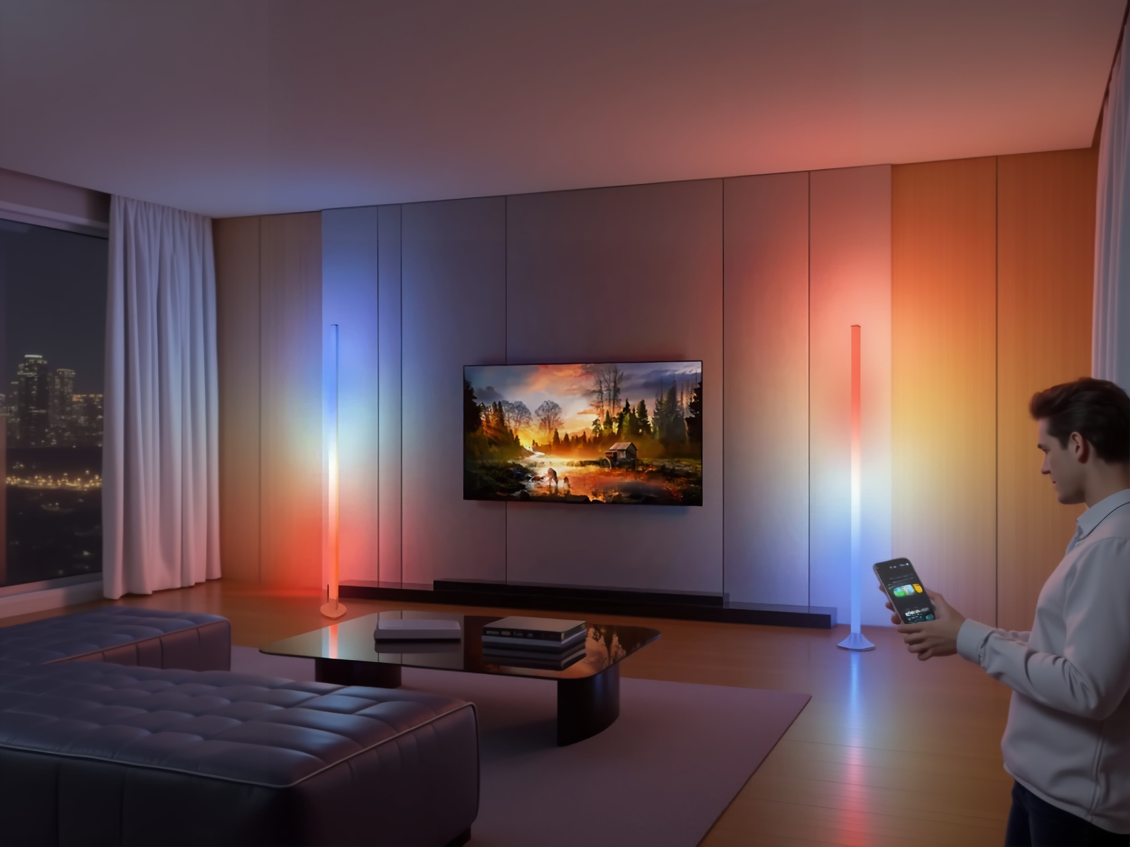 Lampadaire LED d’angle intelligent lumière rythmée – Image 6