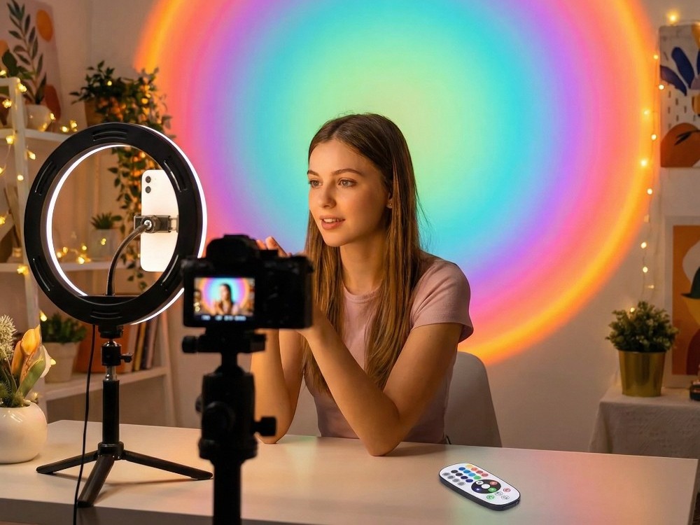 Lampe halo coucher de soleil LED avec télécommande Lampe halo coucher de soleil LED avec télécommande – Image 3